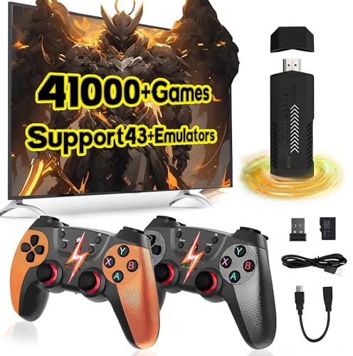 X2ULTRA Retro Game Stick, videogioco con doppio controller wireless ricaricabile 2.4G,oltre 41000 giochi retrò integrati,oltre 43 emulatori, uscita HD 4K, plug and play,console di gioco retrò (128G)