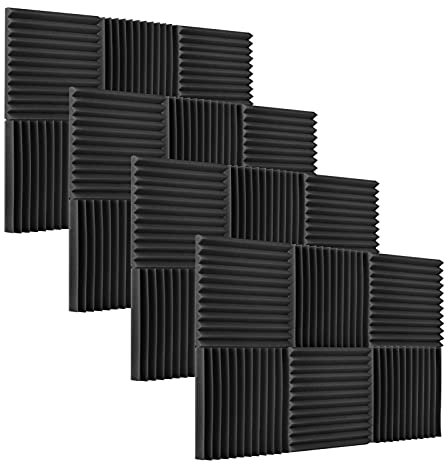 Jeffergarden Pannelli di Schiuma Acustica 12 Pezzi Pannelli di Assorbimento del Suono 30 * 30 * 2,5 Cm in Schiuma di Alta qualità 11 Slot per Piccole Stanze Medie Studios Studi di Gioco (24PCS)
