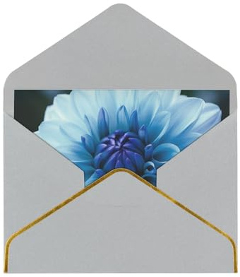 GDSHJKLW Carte de vœux en forme de fleur de dahlia bleue avec enveloppes gris clair, 10,2 x 15,2 cm, carte vierge pour toutes les occasions