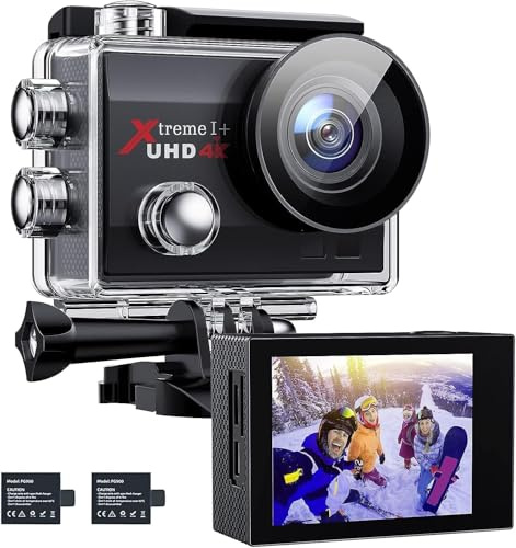 CAMWORLD Action Camera, 4K 20MP 40M Underwater Camera, 170° Wide Angle WiFi Waterproof Camera with Batteries & Helmet Accessories Kit, Under water Cameras for Snorkeling, Sports, Diving
