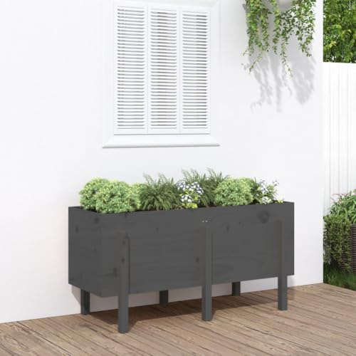 Aiuola rialzata da giardino, in legno di pino massello, 121 x 50 x 57 cm, fioriera da esterno per verdure e fiori