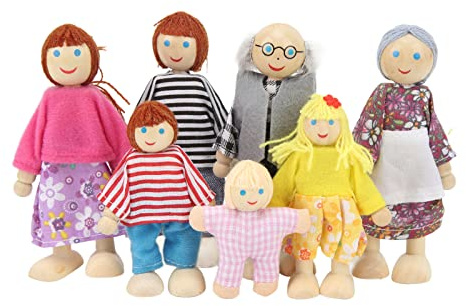 Eminchu Set per Famiglie di Box/Cover delle Bambole in Legno, Famiglia di Bambole in Legno da 8 Pezzi, Giocattolo Educativo con Bordi Lisci Verniciati, Ideale per Bambini e Neonati