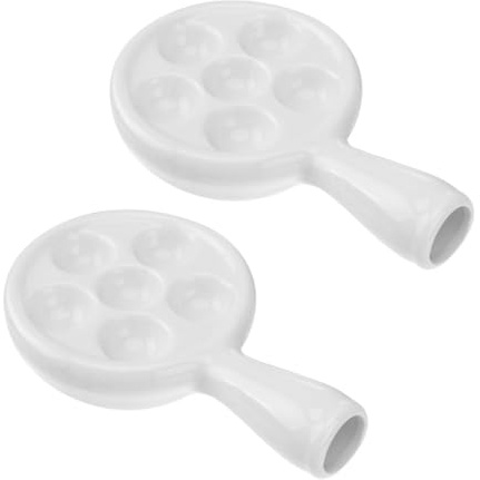 TOYANDONA Set 2 Teglie per Lumache in Ceramica Manici, Vassoio Multi-slot Resistente al Calore per Cottura Casalinga e Uso Ristorazione, Piastra per Grigliate di Lumache e Piatti a Base
