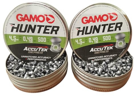 Arapaima Beitia ACCUTEK Hunter - Confezione da 2 perni da 4,5 mm per aria compressa, 1000 pezzi in totale, punta a cupola ad alta precisione, moschettoni e pistole ad aria, uso sportivo e ricreativo