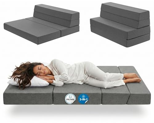 Arensberger Multifold Klappmatratze 120x200 cm | 15cm, Gästematratze | Gästebett klappbar, Faltmatratze, Camping Matratze, Klappsofa, Schlafmatratze, Bezug abnehmbar, Gel Foam, platzsparend