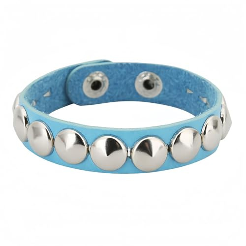 Piceioep Brazalete con vanguardista, pulsera redonda y con tachuelas de metal, perfecta para amantes del rock gótico y alternativa, pulsera con tachuelas
