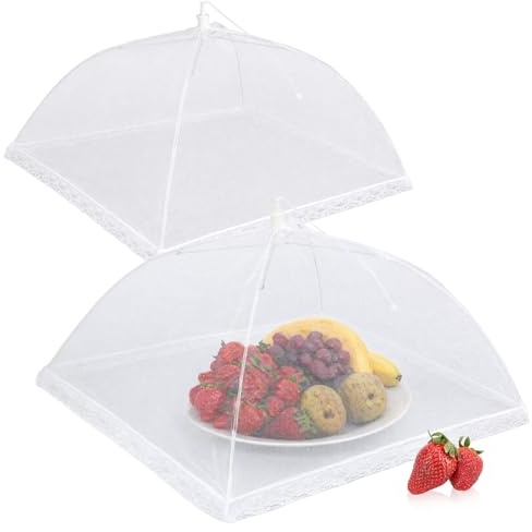 com-four® 2X Speisehauben, Faltbare Fliegenhaube 44 cm, Abdeckhaube | Fliegen-Schutz - Fliegenschirm für Lebensmittel - Essen - Obst - BBQ - Picknick - Kuchenabdeckung