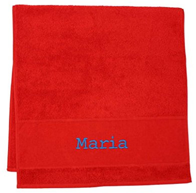 S.B.J - Sportland Premium Saunatuch/Strandtuch Porto 100x180 cm Farbe rot aus Frottee, 500 g/m2 mit Namensbestickung/Bestickt mit Namen oder Wunschtext