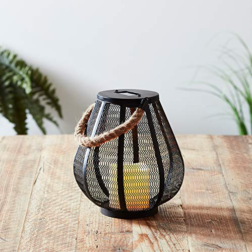 Lights4fun Solar Laterne schwarz Metall orientalisch 24cm