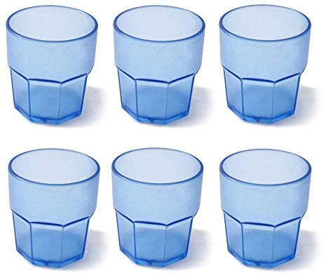 OMADA Design Set 6 Bicchieri Acqua da 30 cl, Impilabili, in Plastica per uso Esterno, Lavabili in Lavastoviglie, Made in Italy, Linea Unglassy, Turchese