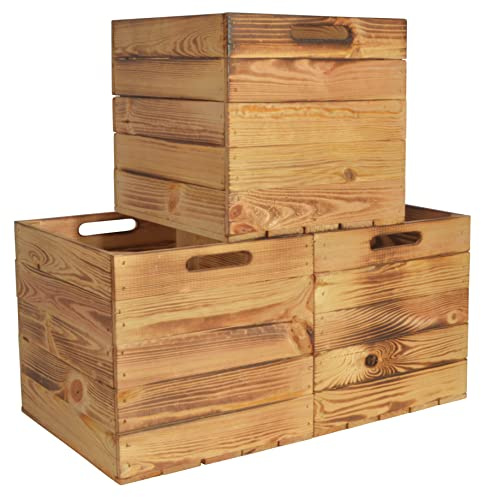 CHICCIE Karl Set di 3 scatole di legno, cassette, scaffali, 33 x 38 x 33 cm