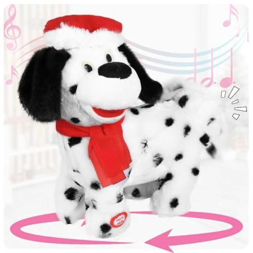 SdeNow Twerking Hund Spielzeug der den Po schüttelt und läuft weihnachtsmann Welpe musikalisches animiertes Plüschtier Weihnachten,singender und Tanzender Weihnachts Hund englisches Lied