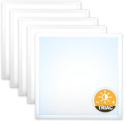 Xtend EcoLight 5x LED Panel 62x62 dimmbar Neutralweiß 5000K 40W 3400lm Rasterleuchte Slim Alu Triac Deckenleuchte flimmerfrei Netzteil PLe2.2