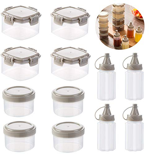 Eqarp Gbrand 12 Pcs Mini Plastic Sauce Squeeze Bottle Outdoor Dressing Containers Barbecue Kitchen Accessories (Transparent Colour)