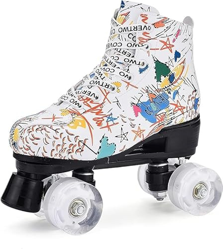Classic Roller, Rollschuhe für Kinder, Jugendliche und Erwachsene，Die neuen Urban Rollschuhe,Vierrad-Skating, Zweireihige Größe, Erwachsene, Jugendliche, Schönes Muster (40)