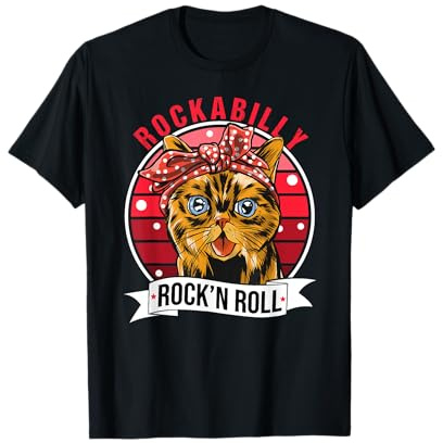 Rockabilly Katze Pin Up Rock'n'Roll Punk Konzert T-Shirt