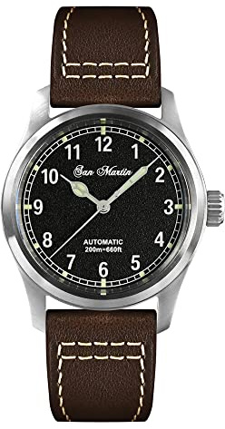 San Martin 37mm automático piloto hombres relojes zafiro cristal 20 ATM militar acero inoxidable buceo hombres reloj, Con logotipo,