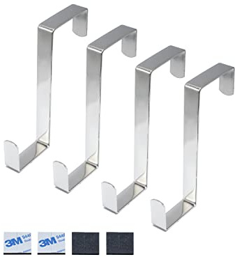 ZANQU Einzelne Türhaken, verstellbarer Metall-Haken-Organizer zum Aufhängen von Mänteln, Handtüchern, Hüten, Bademänteln, passend für 3,8 cm bis 4,4 cm, verbreitertes Design für Stabilität (4, Silber)