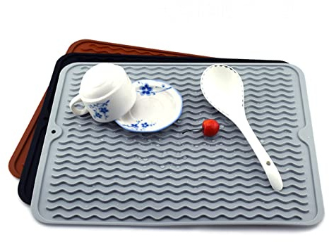 BROSEBEAQ Abtropfmatte Silikon,Abtropfmatte Geschirr,40x30cm Abtropfgestell Geschirr,Abtropfmatte Küche,Spülbeckenmatte ​für Bar,Spülmatte Abtropfmatte,Abtropfablage,Spülmatte für Spülbecken