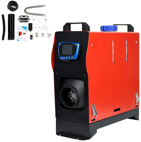 LZQ 8KW Dieselheizung Standheizung Diesel Lufterhitzer, 12V Air Kraftstoff Parkheizung mit Fernbedienung LCD Monitor und Schalldämpfer für Auto RV Boote LKW Wohnmobil Anhänger (Rot, Typ A)