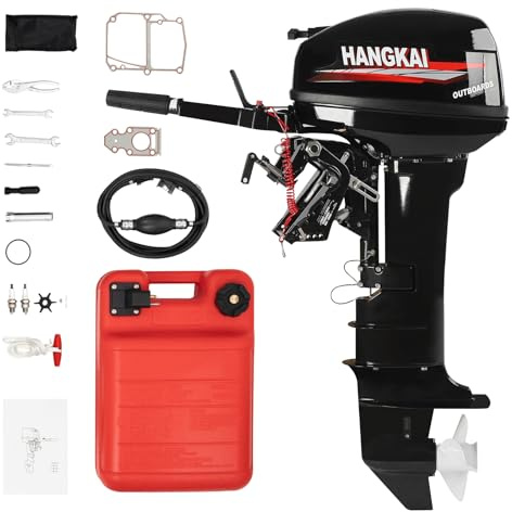 BJTDLLX 2 Stroke 18HP Outboard Motor, Long Shaft Outboard Motor Boat Engine, 246CC Heavy Duty Fishing Boat Marine Engine with CDI Ignition System Water Cooling System -Long Shaft