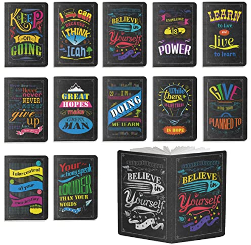 12 Packungen inspirierende Notizbücher, motivierender kleiner Notizblock im Taschenformat, Mini-Geschenk-Notizblöcke, inspirierendes Notizbuch für Schule, Büro, Zuhause, Reisen (12 Designs, 12.5x8cm)