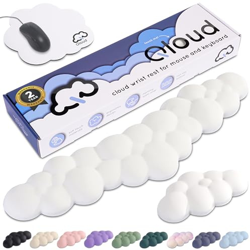Qloud Cloud Wrist Rest Keyboard – Cloud Palm Rest Keyboard Rest – Desk Cloud Wrist Pad – Keyboard Wrist Rest for Computer Keyboard Gaming Wrist Rest - Cloud Arm Rest Keyboard Wrist Pad - White
