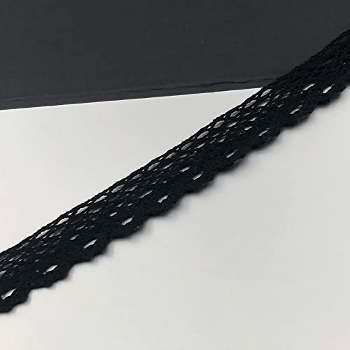 Duories 5 Yards × 3 cm Spitzenband,Vintage Spitze-Borten,Baumwolle Dekoband Zierband Spitzenstoff Spitzenborte Geschenkband,für Nähen DIY-Handwerk,Weihnachtsdekoration Hochzeitsdekoration,Schwarz