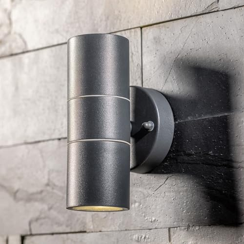 CGC Lighting Wandleuchte für den Außenbereich, Beleuchtung IP44, GU10, oben und unten, LED (grau)