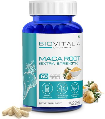 Biovitalia Maca Root Extract Capsule 1000mg | Dietary Supplement |Promote Active Life| Support Daily Energy Good for Men & Women - 60 Vegan Capsules