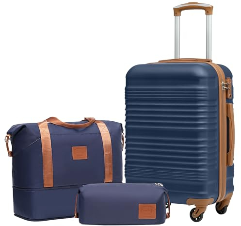 COOLIFE Koffer Set 3 Teilig: Luggage Set Groß 28‘’ + Reisetasche & Kulturtasche | ABS Hartschale, 360° Rollen & TSA-Schloss Für Europa, Kreuzfahrt & Auslandsstudium – Familienurlaub Essentials
