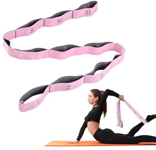 AiQInu Elastico Fasce di Resistenza, Elastici Fitness Yoga Stretching Band con 11 Loops, Fasce Elastiche Fitness per Yoga Pilates Fitnesse Stretching