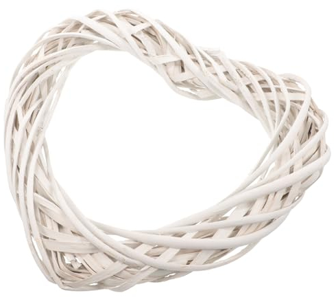 Warmhm Herzförmiger Rattan-kranzrahmen 30 cm Weiß Zum Aufhängen Dekoration Für Hochzeiten