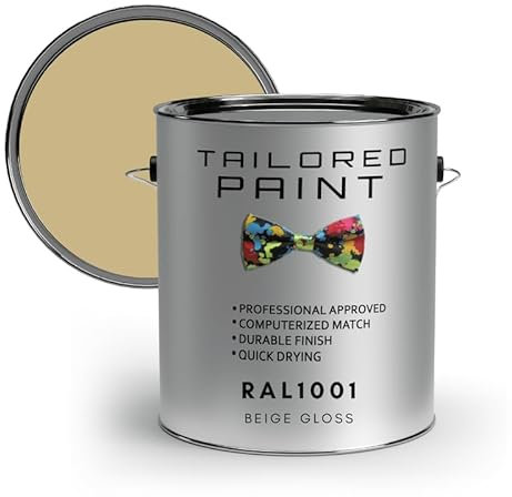 Tailored Paint uPVC Window & Door 1K Paint Brush or Spray On - Satin Finish - RAL1001, Beige Gloss - 2500ml (2.5L) Tin