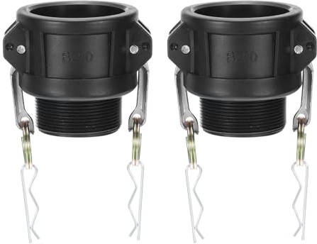 PATIKIL 2 Stück Poly Cam Lock Fittings Cam Groove Schlaucharmaturen Schwarz | Part B Männlicher Adapter x Weibliches NPT-Gewinde, Polypropylen, 2, Cam Lock Fittings