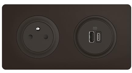 LEGRAND - Prise Electrique Murale Céliane Surface Confort + Double Chargeur USB Type A+C avec Plaque et Boîte à Encastrer - Prise Affleurante avec Socle Rétractable - Noir