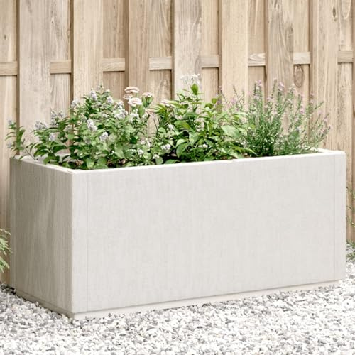 qohoio Jardinière Blanc 80x36x35 cm PP Jardiniere sur Pieds,Bac avec Treillis,Jardiniere Terrasse