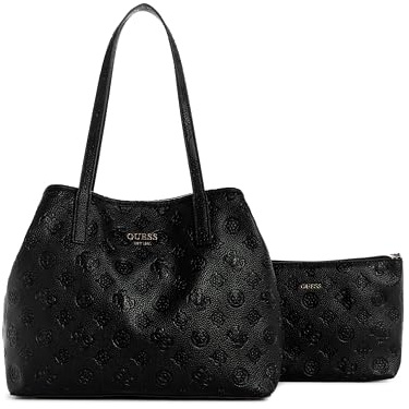 GUESS Damen Vikky Ii 2-in-1 Tote Tragetasche, Schultertasche, Schwarzes Logo