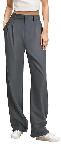 Pantalon Femme Fluide Hiver Pantalon Habilles Femme Coton Pas Cher Grande Taille Pantalon Femme Chic Taille Haute Confortable Casual Soirée Mariage Sweatpants (Bleu, XL)