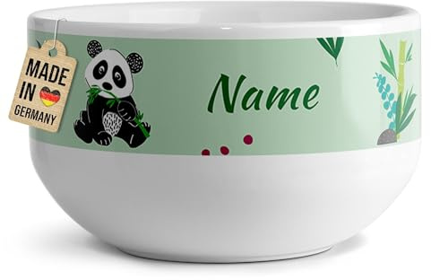 Print Royal PR Kinder-Müslischale mit Name personalisiert - Panda - Geschenk für Mädchen und Jungen, Kindertag, Weihnachten, Geburtstag | Keramik Schüssel selbst gestalten, 500 ml