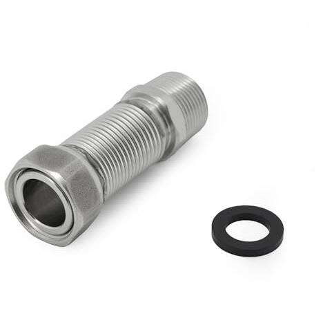 VANCOCO Edelstahl-Flexrohr 3/4 Zoll Wellrohr Ausziehbar Flexibles Anschlussrohr Längenverstellbar von 75-130 mm Universelles Verbindungsrohr