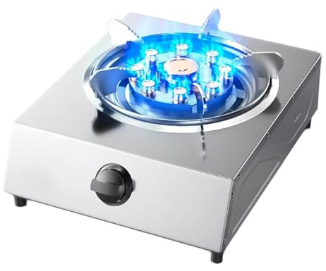 Stufa A Gas, Fornello A Gas Portatile Per Interni, Piano Cottura A Gas Con Bruciatore Singolo, Timer Ad Alta Potenza A Nove Cavità Da 5,2W, con Protezione Antispegnimento, Per Cucina Domestica(NG)