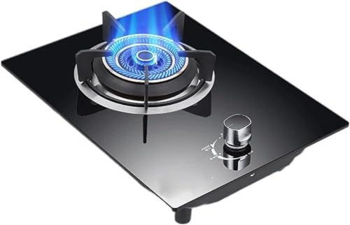 MOZ4dxy Piano Cottura a Gas Piano Cottura a Gas 33 cm Piano Cottura da Incasso 1 Fuoco Piano Cottura in Vetro temperato Nero, Supporto for pentole in ghisa NG Convertibile