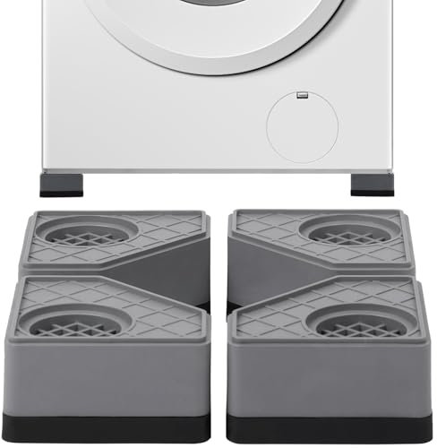 Anti-Vibration Machine à Laver Patins, Pack de 4 Supports Amortisseurs en Caoutchouc, Antidérapant, Silencieux, Réducteur de Bruit et Vibrations Support Tampons À Pied Amortisseurs Lave Linge,Gray