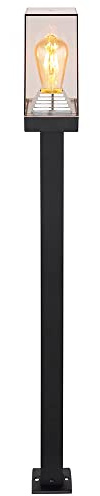 Pollerleuchte E27 Wegeleuchten Außen schwarz Aussenleuchten Garten Standleuchte, Aluminium Druckguss Kunststoff klar, 1x E27, LxBxH 10x10x100 cm