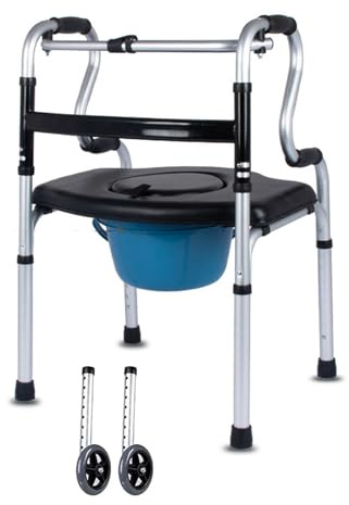 Deambulatore Ultraleggero Pieghevole,Girello Anziani Per Casa Carrello Rollatore Con Vasino,Anziani Per Camminare Deambulatore Da Interno,Deambulatore Per Anziani 2 Ruote A