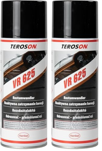 TEROSON VR 625, Rostumwandler auf Basis von Kunstharzen, Spray zur Behandlung von verschiedenen Rostformen, Rostumwandlerspray mit Grundierung, 1x400ml (Packung mit 2)