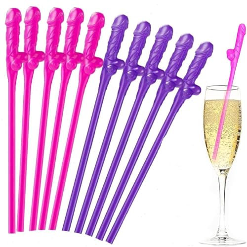 Lot De 10 Pailles RéUtilisables, IntéRessant Paille Plastique, Pailles De FêTe, Paille En Plastique Pour Boissons Amusantes Et Cocktail, Pour Evjf, Saint-Valentin, SoiréE à ThèMe, Bar.