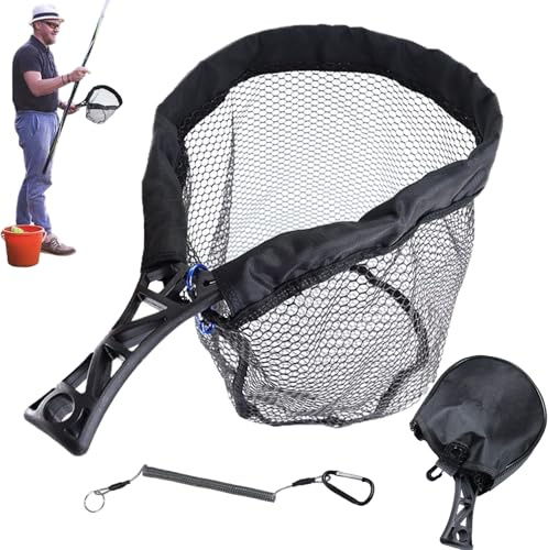 Rrlihjgu Fishing Net - Pond Fly Fishing Net for Saltwater,Foldable Fishermen Supplies for Salmon Trout Catfish Fly Kayak Transportation