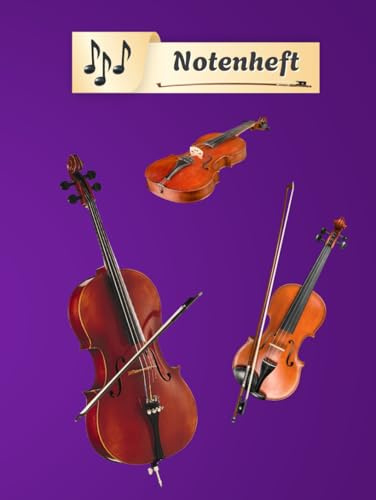 Notenheft Geige Notenbuch Cello Violine Musikunterricht Bratsche Notenlinienheft Große Lineatur Geigenunterricht Anfänger Violoncello Kontrabass ... da Gamba Notensysteme Musiker Rebec 01A16